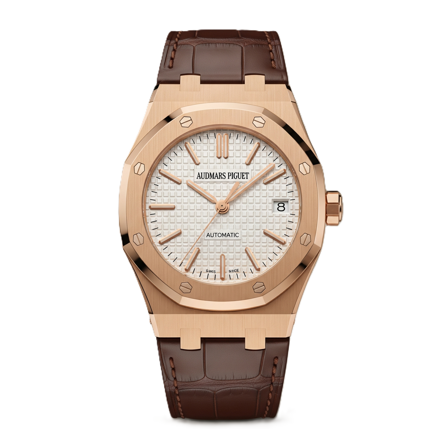 Audemars Piguet Royal Oak | White Dial | Rose Gold Bezel | Leather Strap