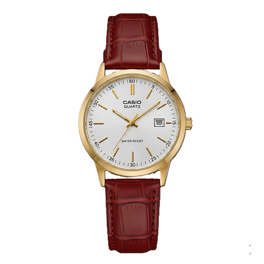 Casio MTP-1183Q-7A Men's Gold Analog Dress Watch w-Croc-Leather Band & Date