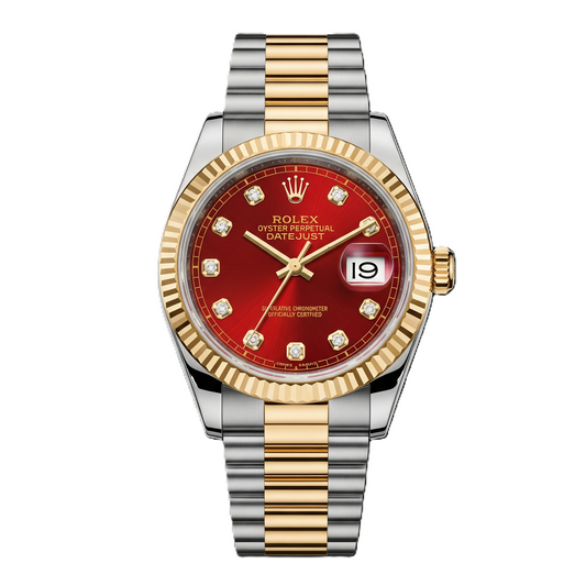 Rolex Date Just I Semi-Automatic I Two Tone I Red Dial