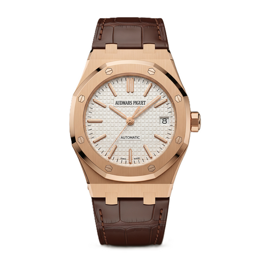 Audemars Piguet Royal Oak | White Dial | Rose Gold Bezel | Leather Strap